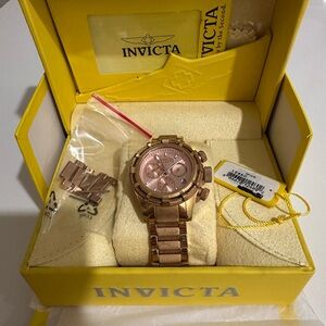 Invicta Pink and Gold Chronograph Watch